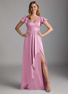 Azazie Omari Bridesmaid Dresses Candy Pink A-Line Stretch Satin Dress image6