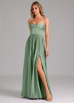 Azazie Akiko Bridesmaid Dresses Matcha A-Line Sweetheart Neckline Stretch Satin Dress image4
