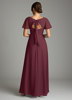 Azazie Kimber Bridesmaid Dresses Cabernet A-Line Flounce Sleeve Chiffon Dress image2