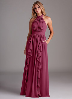 Azazie Avary Bridesmaid Dresses Mulberry A-Line Pleated Chiffon Dress image4