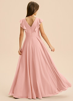 Azazie Anysa Junior Robe Trapèze en Mousseline de soie Rayé Rosette image2