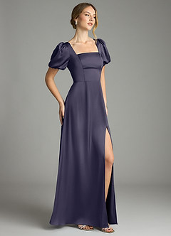 Azazie Fyona Bridesmaid Dresses Stormy A-Line Pleated Stretch Satin Dress image5