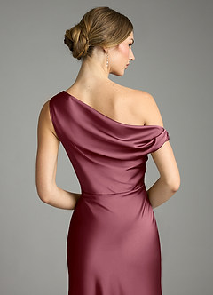 Azazie Emerson Bridesmaid Dresses Desert Rose Mermaid Off the Shoulder Stretch Satin Dress image7