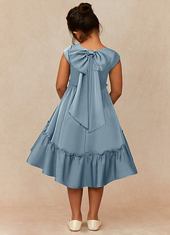 Azazie Lee Final Sale Ivory A-Line Bow Stretch Satin Dress image5