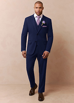 front Savile Blue Wool Blend Dress Pants