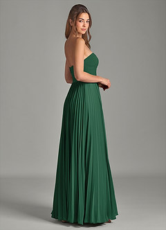 Azazie Chiana Brudtärnklänningar Klä av A-Linje i Chiffong Axelbandslös Mörkgrön image5