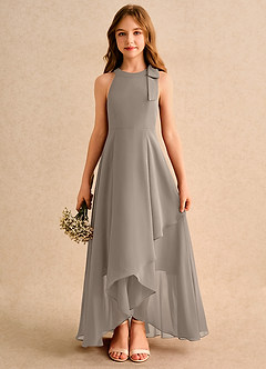 Azazie Boop Girls Formal Flower Girl Dresses Taupe A-Line Bow Chiffon Dress image1