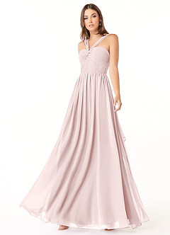 Azazie Dionne Robes de demoiselle d'honneur Robe Trapèze en Mousseline de soie Corset Rose Pâle image4