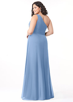 Azazie Dallas Bridesmaid Dresses Steel Blue A-Line One Shoulder Chiffon Dress image7