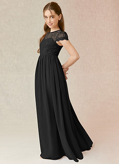 Azazie Delevingne Junior Black A-Line Lace Chiffon Dress image3
