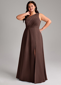 Azazie Phaedra Bridesmaid Dresses Ganache A-Line One Shoulder Chiffon Dress image7
