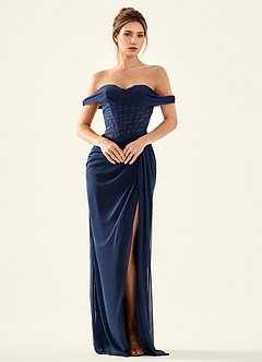 Seraphinalyn Marine Robe de bal en mousseline satinée image6