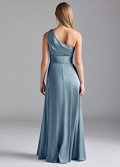 Azazie Dallas Jurken voor bruidsmeisjes Jurk van Stretch Satijn met A-Lijn One-Shoulder Stoffig Blauw image2