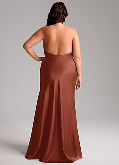 Azazie Lorena Vestidos de damas de honor Vestido de Castaño de Satén Elástico de Corte Sirena con Plisado image8