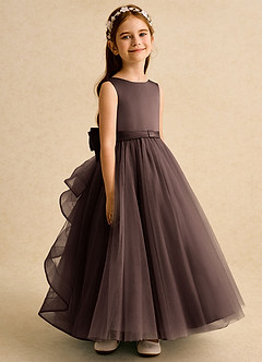 Azazie Lior Robe Demoiselle D'honneur Fillette Robe Princesse en Tulle Plissée Ganache image3