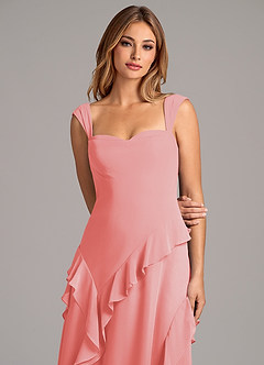 Azazie Sloane Bridesmaid Dresses Coral A-Line Sweetheart Neckline Chiffon Dress image7