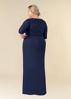 Azazie Macie Mother of the Bride Dresses Dark Navy Sheath Scoop Sequins Lace Dress image4