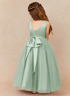 Azazie Marybell Flower Girl Dresses Agave A-Line Bow Tulle Dress image2