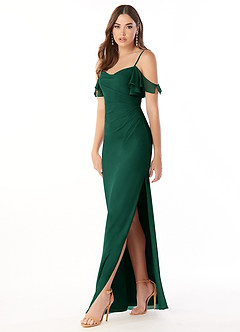 Azazie Emeralda Jurken voor bruidsmeisjes Jurk van Chiffon met Kolom Off the Shoulder Smaragd image1