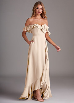 Azazie Lyra Bridesmaid Dresses White Alabaster A-Line Chiffon Convertible Dress image6
