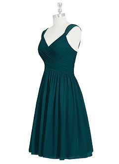 Azazie Angie Bridesmaid Dresses Pine A-Line Corset Chiffon Dress image9