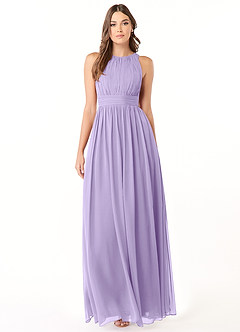 Azazie Luz Bridesmaid Dresses Lilac A-Line Lace Chiffon Dress image1
