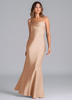 Azazie Driea Brudtärnklänningar Klä av Sjöjungfru i Stretch Satin Ena axeln Engelsk Ros image3