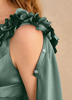 Azazie Rosita Girls Formal Flower Girl Klänningar Klä A-Line i Stretch Satin Plisserad image6