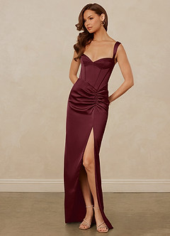 Christian Siriano Bridal for Azazie 1017 Bridesmaid Dresses Cabernet Sheath Sweetheart Neckline Stretch Satin Dress image3