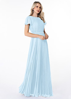 Azazie Kara Modest Bridesmaid Dresses A-Line Pleated Chiffon Floor-Length Dress image9