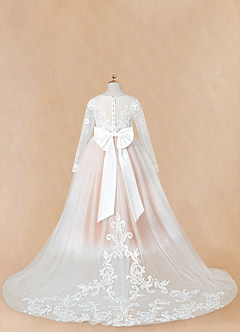 Azazie Elodie Blumenmädchenkleider Ballkleid Spitze Kleid Elfenbein Bronzer image13