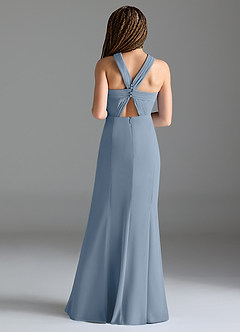 Azazie Rue Junior Dusty Blue Mermaid Side Slit Chiffon Dress image2