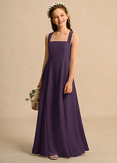 Azazie Tater Girls Formal Flower Girl Dresses Plum A-Line Pleated Chiffon Dress image1