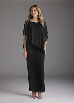 Azazie Aspyn Mother of the Bride Dresses Black Sheath Beaded Mesh Dress image3