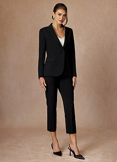 front Charlotte Black Refined Weave Dress Pants