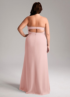 Azazie Leonis Bridesmaid Dresses Powder Pink Sheath Strapless Chiffon Convertible Dress image10