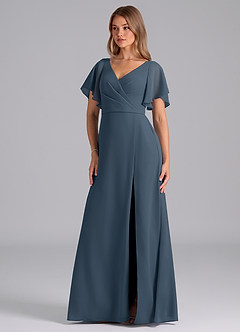 Azazie Ambrosia Bridesmaid Dresses Neptune A-Line Pleated Chiffon Dress image1