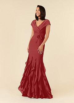 Azazie Bailora Mother of the Bride Dresses Rust Mermaid Ruched Chiffon Dress image1