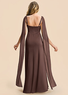 Azazie Chelsea Junior Ganache Sheath Pleated Stretch Satin Dress image2