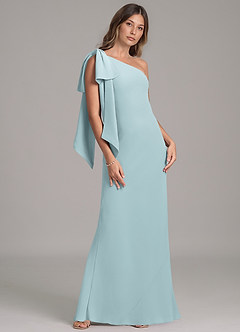 Azazie Capri Bridesmaid Dresses Mist A-Line One Shoulder Chiffon Dress image4