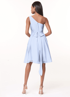 Azazie Katrina Bridesmaid Dresses Ice A-Line One Shoulder Chiffon Dress image2