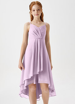 Azazie Mariam Junior Frosted Lilac A-Line Pleated Chiffon Dress image5