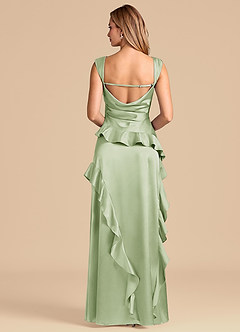 Azazie Sloane 신부 들러리 드레스 A라인 스윗하트 네크라인 메탈릭 새틴 바닥 길이 드레스 image6