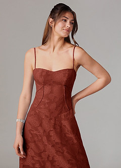 Azazie Valentine Bridesmaid Dresses Terracotta A-Line Sweetheart Neckline Floral Burnout Dress image6