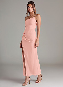 Azazie Eren 신부 들러리 드레스 인어 한쪽 어깨 쉬폰 발목 길이 드레스 image5