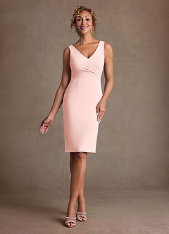 Azazie Irna Klänningar till brudens mor Klä Kolumn i Chiffong Rodnande Rosa image2