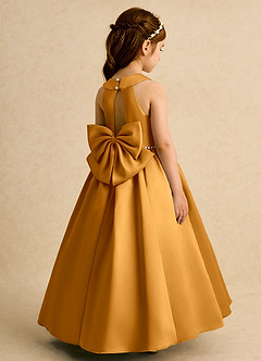 Azazie Daisies Flower Girl Dresses Butterscotch Ball-Gown Bow Matte Satin Dress image1