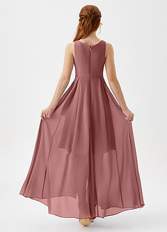 Azazie Lizette Junior Desert Rose A-Line Pleated Chiffon Dress image5