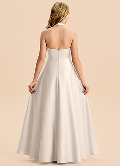 Azazie Kady Junior White Alabaster A-Line Sweetheart Neckline Stretch Satin Dress image2