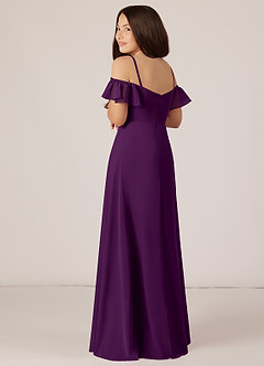 Azazie Juna Junior Grape A-Line Off the Shoulder Chiffon Dress image5